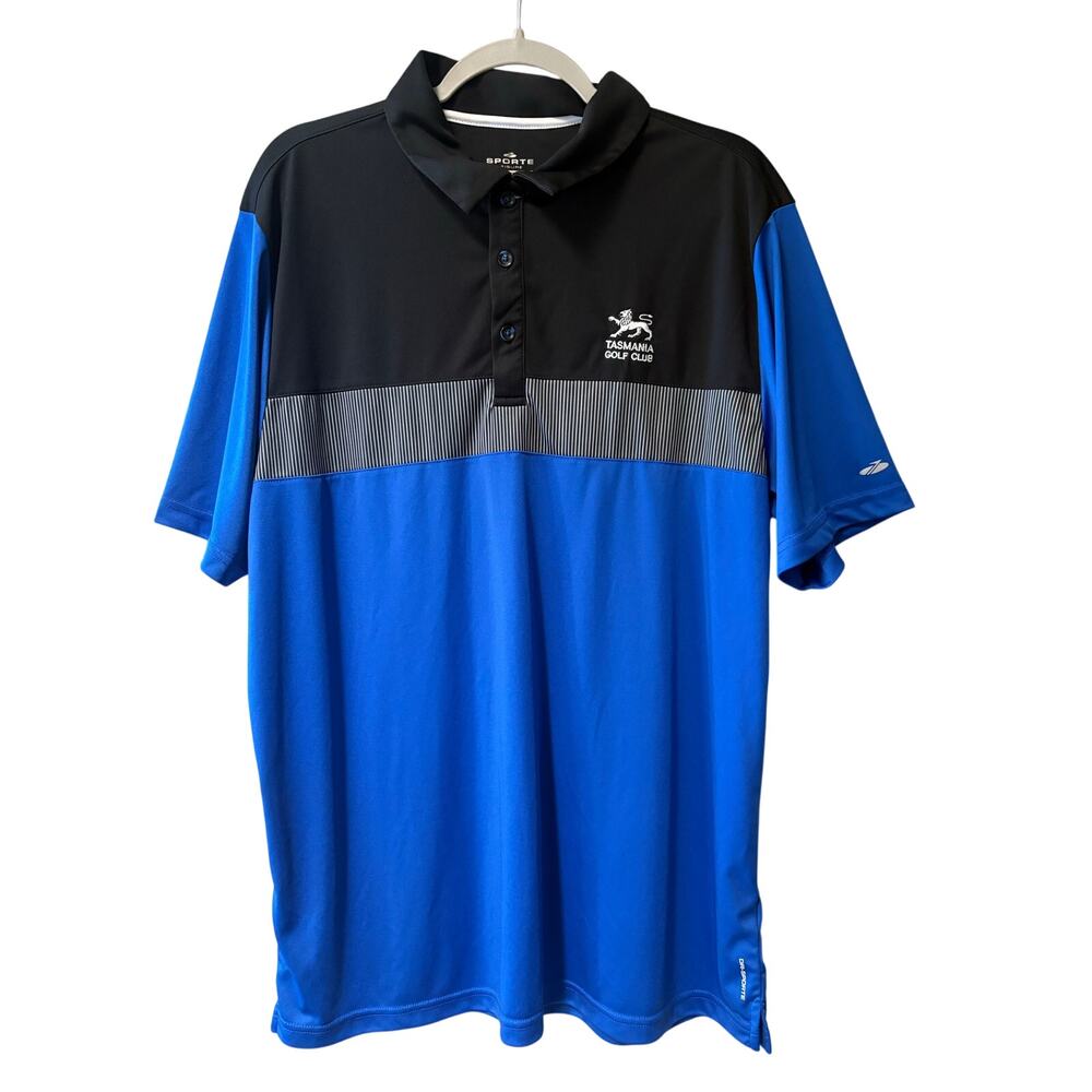 Sporte Leisure Men's XL Blue and Black Tasmania Golf Club Polo‎ Shirt Australia